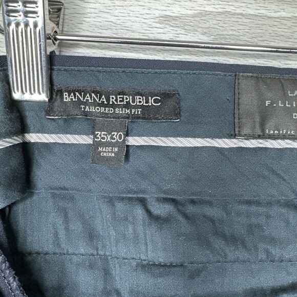 Banana Republic Mens Wool Pants 35x30 Tailored Slim Fit Lanificio Cerruti Navy - Picture 10 of 14